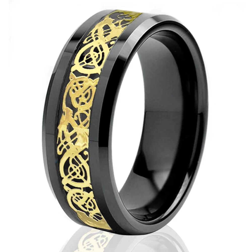 black-8mm-tungsten-wedding-ring-engagement-band-gold-viking-celtic-dragon-anniversary-dkrg