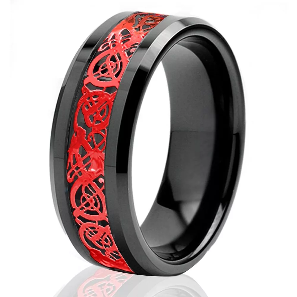 black-red-8mm-tungsten-wedding-ring-engagement-band-viking-celtic-dragon-anniversary-rdk